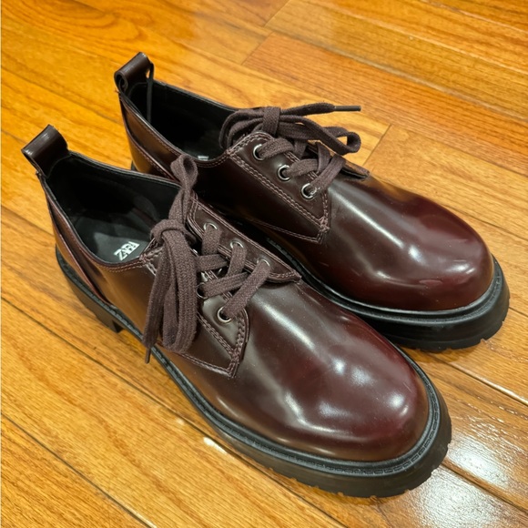 Cherry Brown Leather Oxfords - Picture 3 of 4